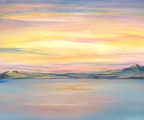 Prelude – mountain lake sunset painting