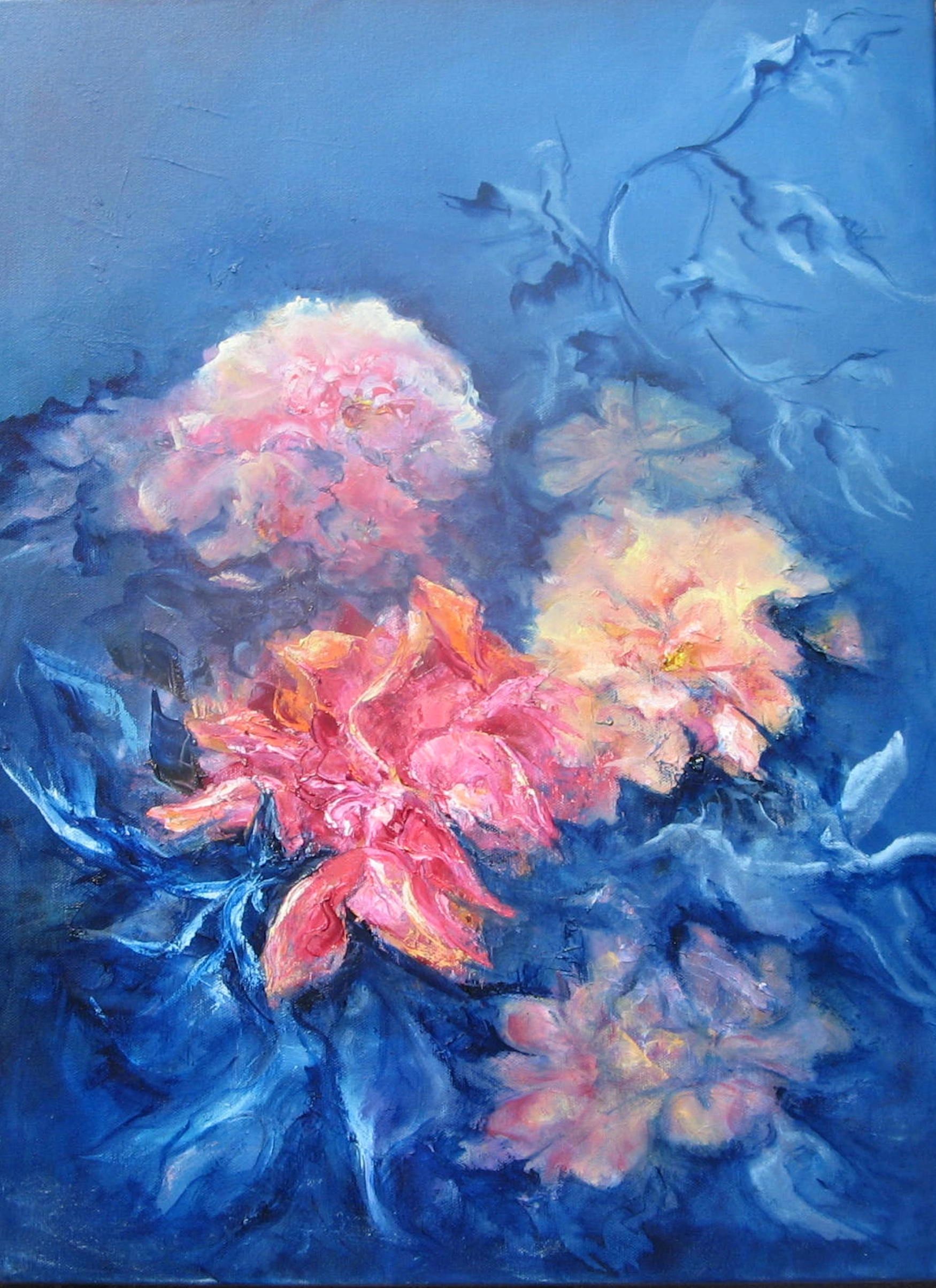 Daylilies Marching – abstract botanical floral painting